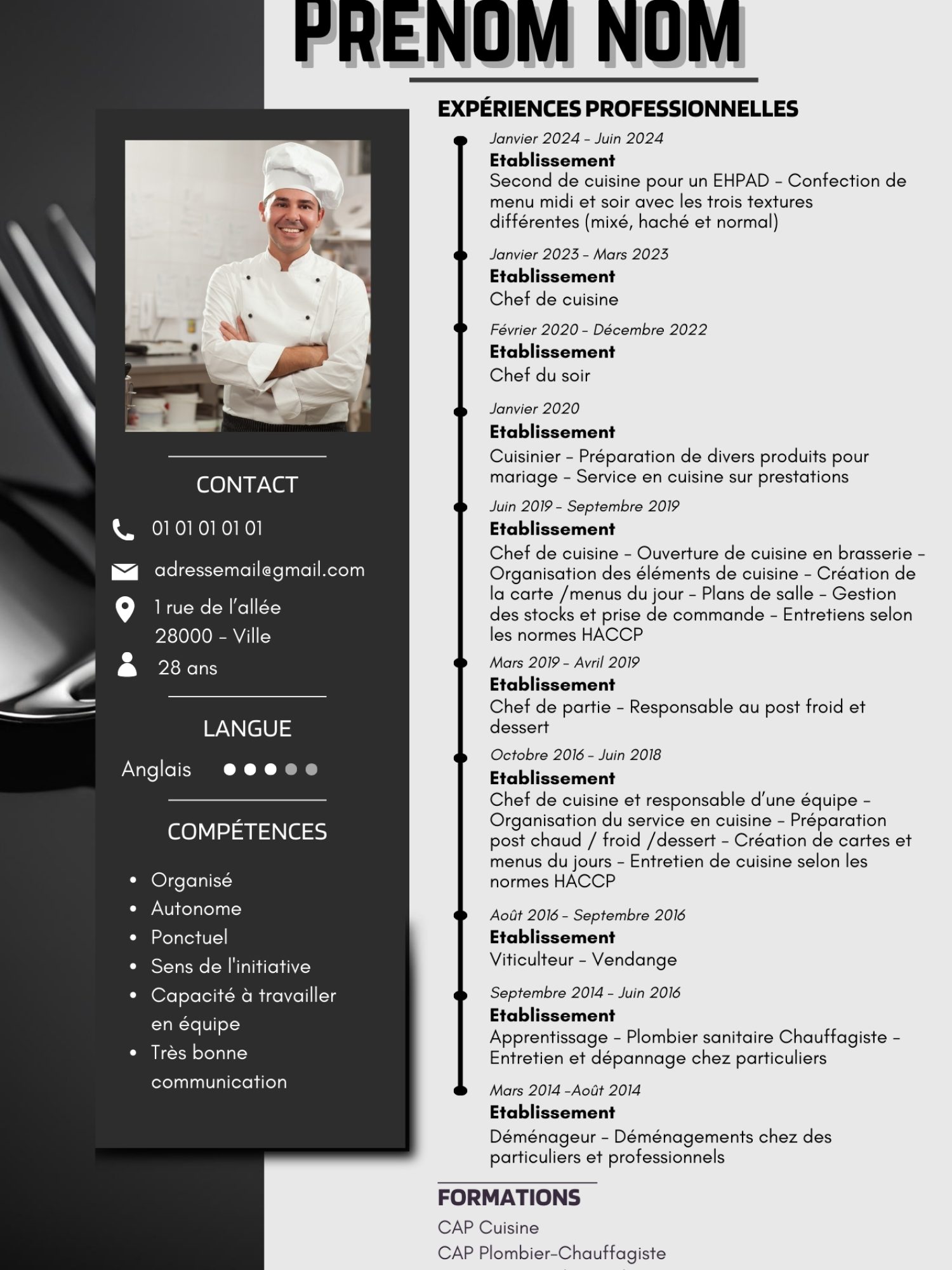 CV - Cuisinier